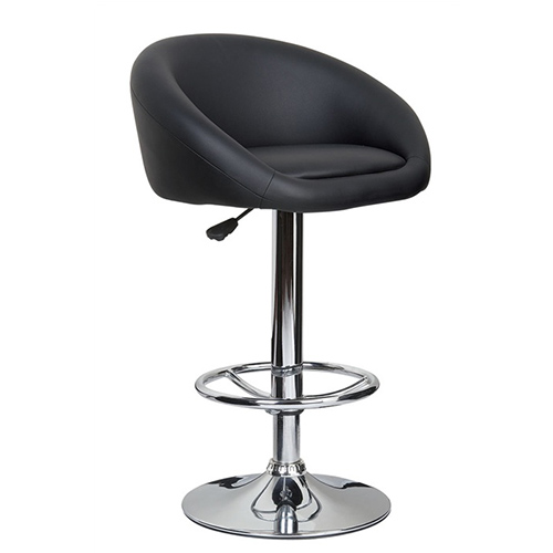 MUTBERG Bar Stool GQF-BC-LS339 Black Bucket Seat Chrome Base