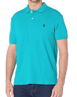 US POLO ASSN. Men Shirt Polo Us Polo Turquoise, Slim Fit, Navy Logo