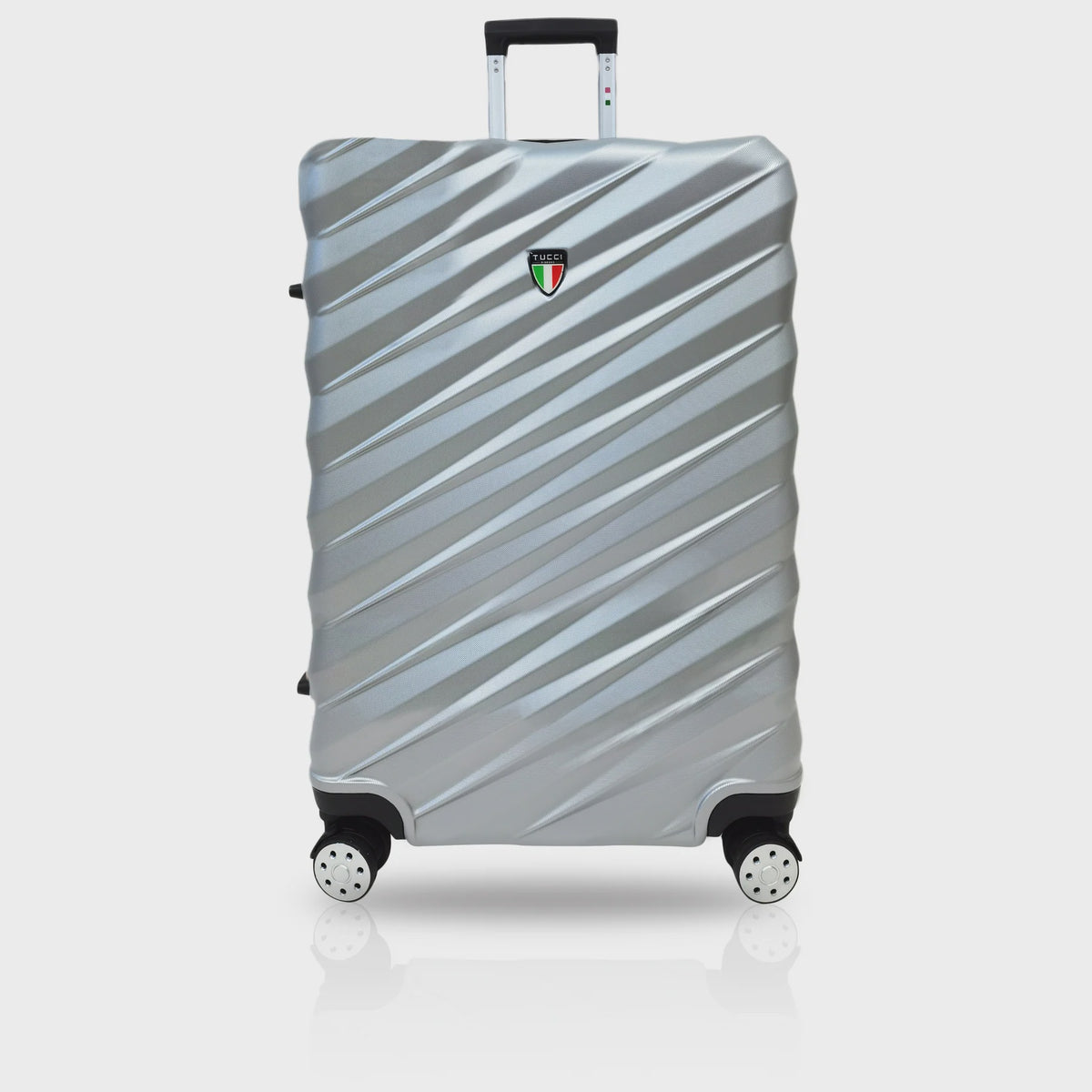 TUCCI ITALY Luggage Suitcase Medium 24" Storto T0324-24IN-SILWT ABS Hard Cover 4 Wheel Spinner Silver White