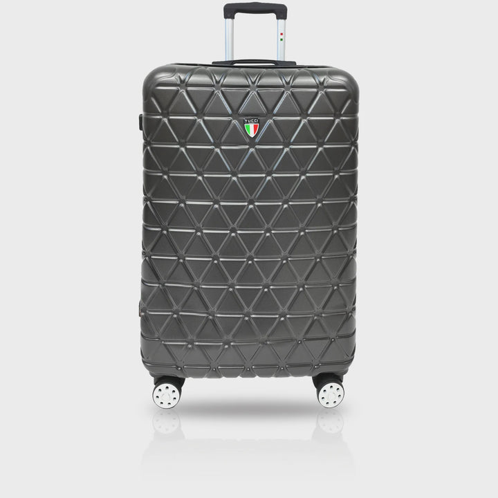 TUCCI ITALY Luggage Suitcase Carry on 20" Tessere T0325-20IN-DGR ABS Hard Cover 4 Wheel Spinner Dark Grey
