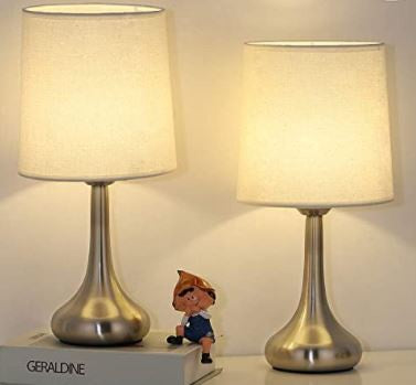 GENERIC Table Lamp Metal Body Lamp with Fabric Shade 2 Pcs