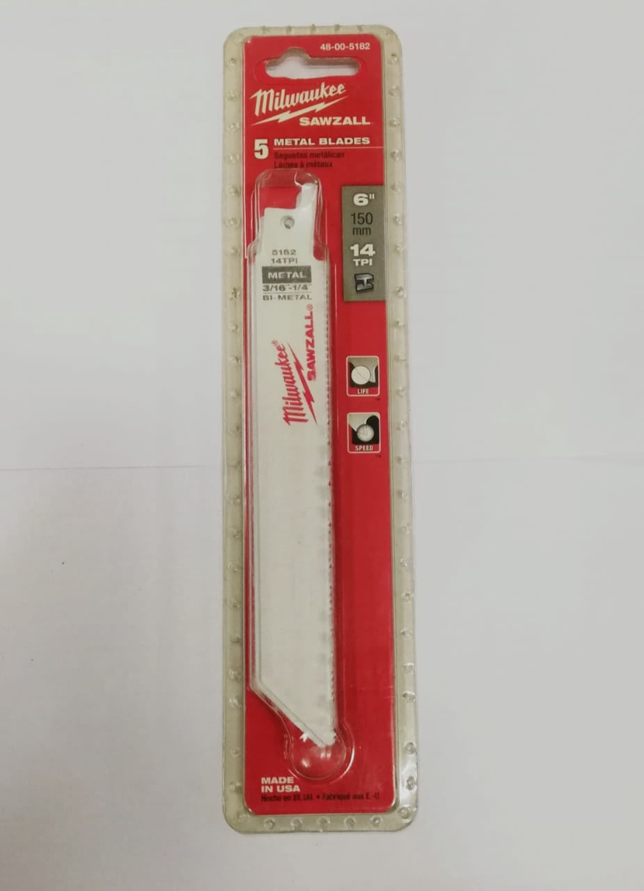 MILWAUKEE Blade Sawzall 6" 5PCS 5182 Metal