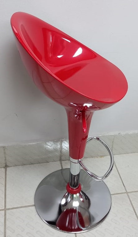 Bar Stool 1833 Red & Chrome Bucket PVC