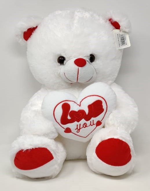 Plush Teddy Bear 144 White with Heart