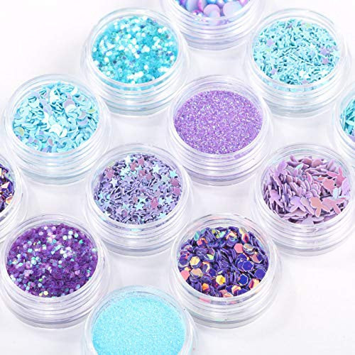 Nails 12 Pots / Set Nail Sequins Powder, Mermaid HALF-PEARL Star Moon Sequins Glitters Sticker Nail Art Design Decorations Diy Decals, 3D Manicure Uv Gel Polish Diy Accessory
