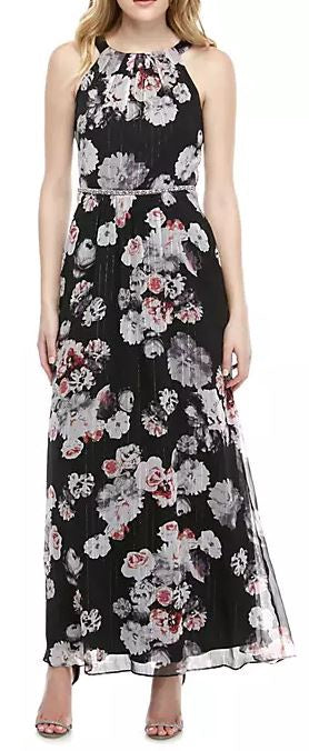 SLNY Dress Sleeveless Floral Black