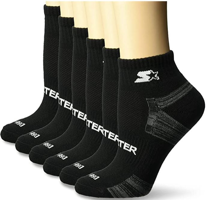 Socks Starter Black Quarter Length Large 6 Pack