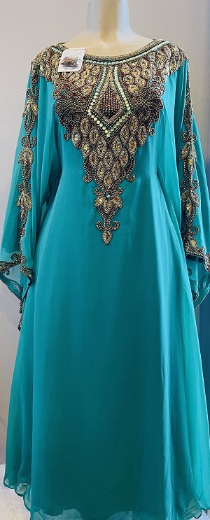 GENERIC Gown Beaded Green Gold Beads