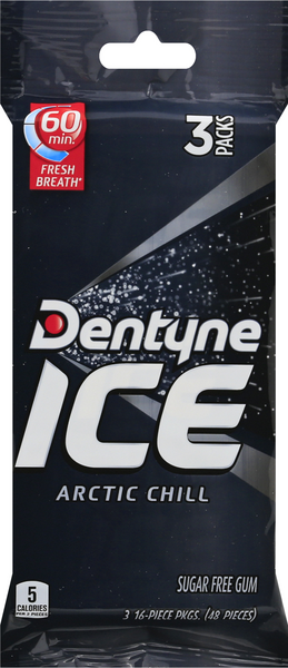 DENTYNE Ice Artic Chill Gum Sugar Free 3-PACK 48-PIECES
