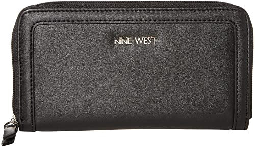 NINE WEST Purse Vesper Slg Black Full of Sparkle Zip Around Bifold Wallets