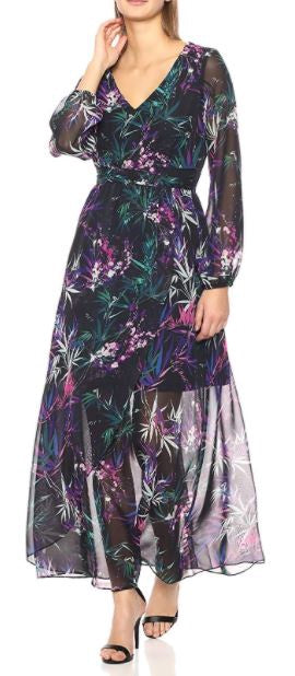 NINE WEST Dress Casual Floral Long Sleeve Black