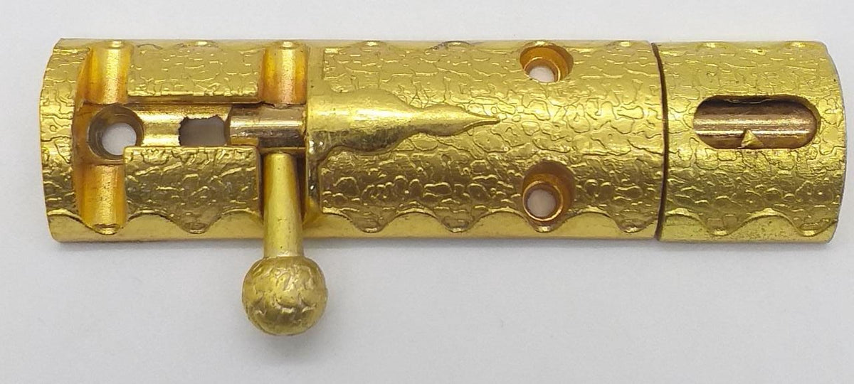 Tower Bolt 2 1/2" Gold Round Design