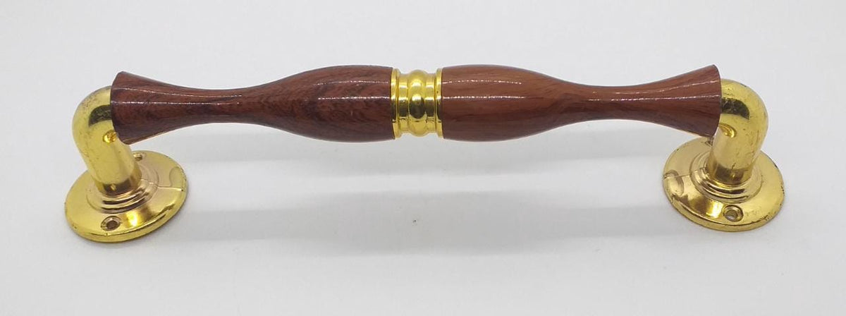 Door Handle 9" Heavy Gold & Wood Design #78