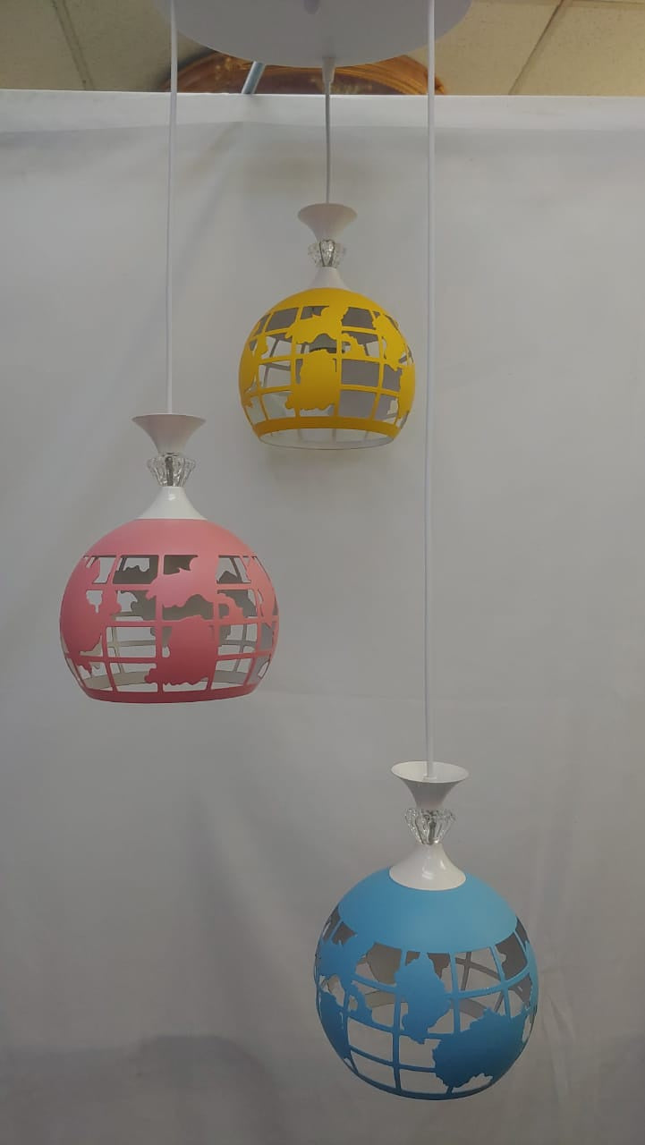 Light Fixture Pendant 3-BULB 8071-3 LED Coloured Metal