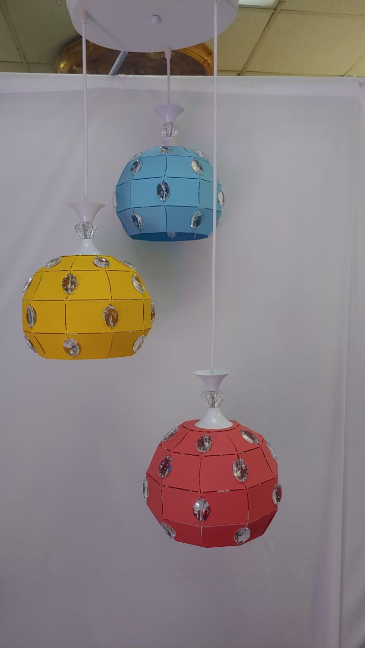 Light Fixture Pendant 3-BULB 8086-3 LED Coloured Metal