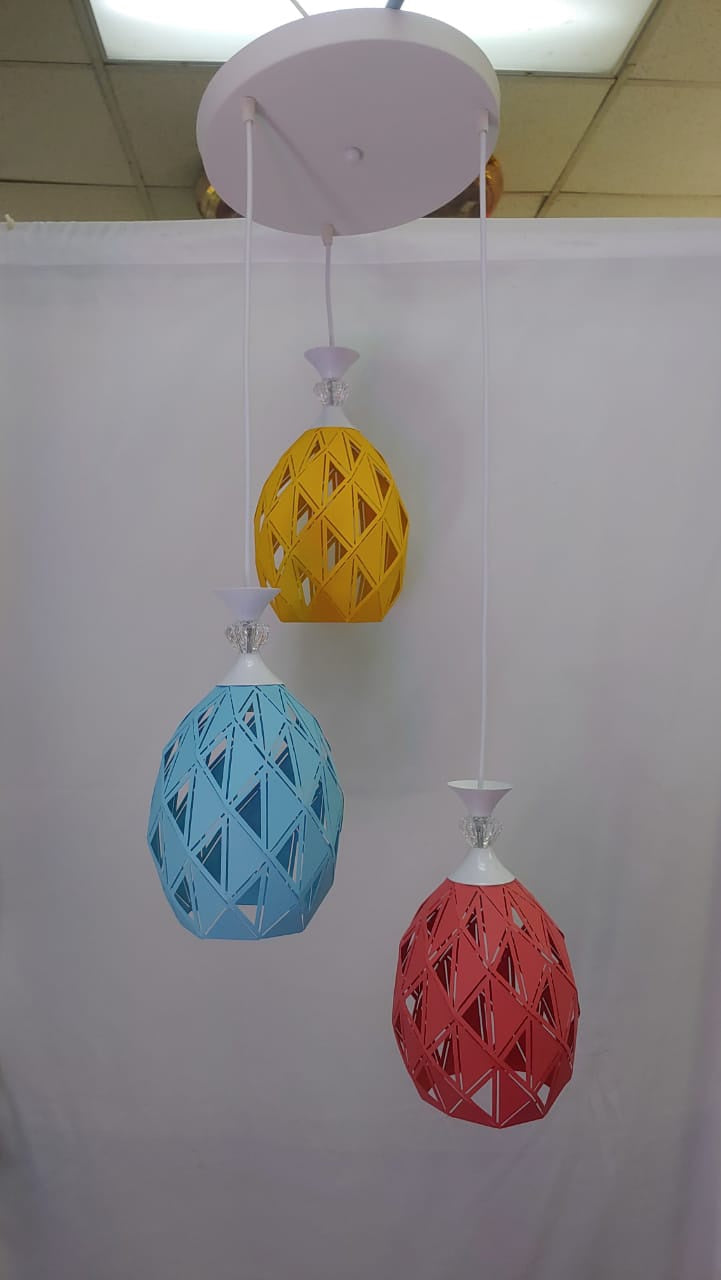 Light Fixture Pendant 3-BULB 8089-3 LED Coloured Metal