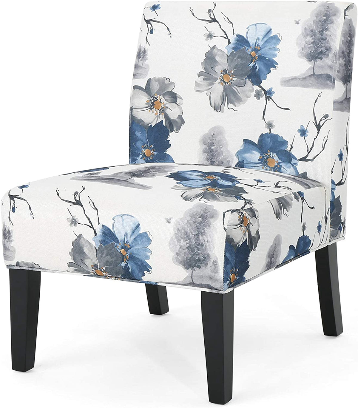 Accent Chair Teal Floral Print