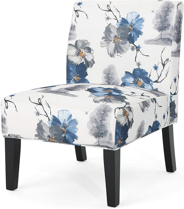 Accent Chair Teal Floral Print