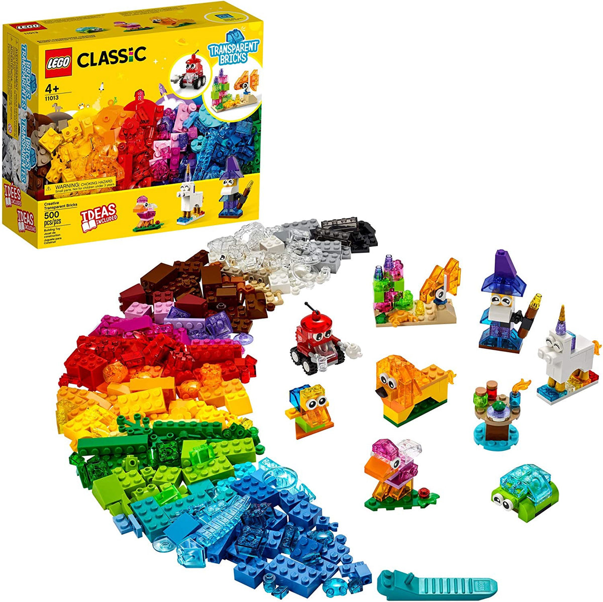 LEGO Toy Classic Creative Transparent Bricks 11013 Building Kit (500PCS)