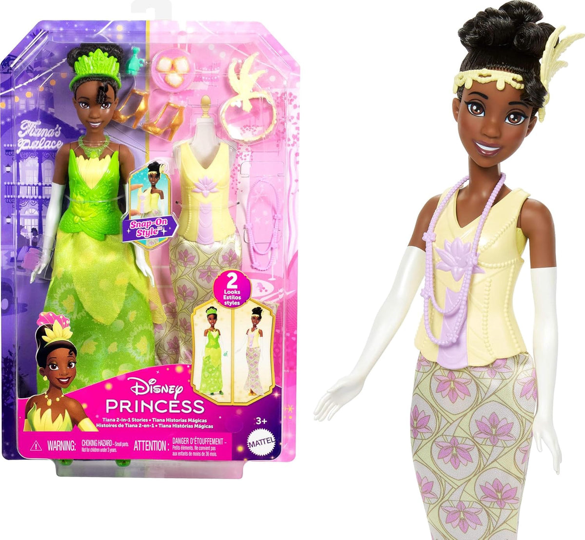 DISNEY Toy Princess Tiana with 2 Looks & 9 Accessories