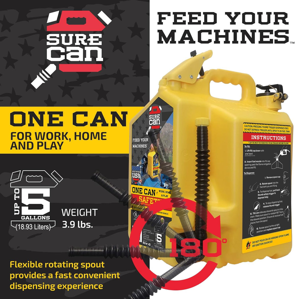 Jar Diesel Yellow Surecan 20L 5.3GAL Jerry Can