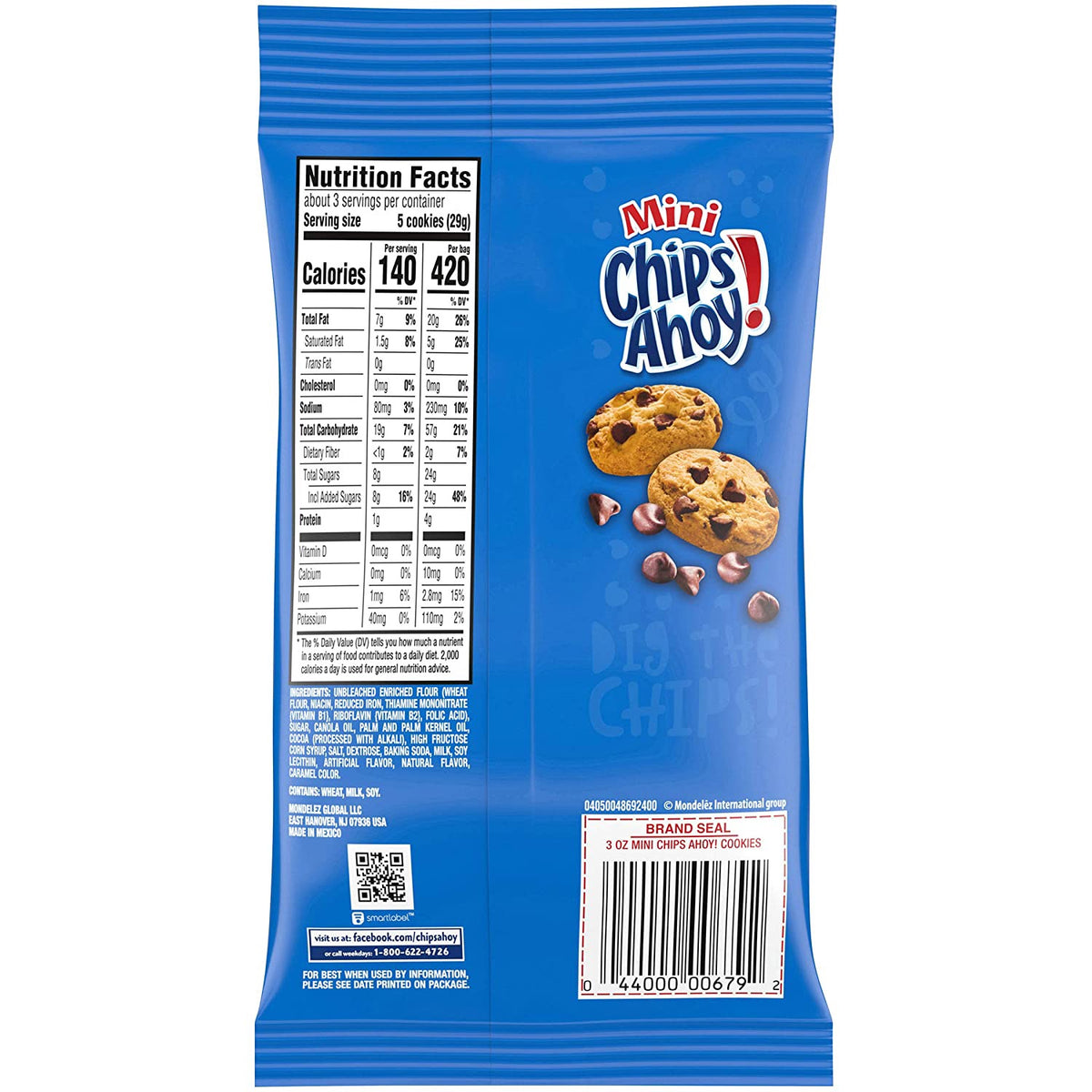 NABISCO Chips Ahoy! Mini Big Bag Chocolate Chip Cookies 3OZ 85G