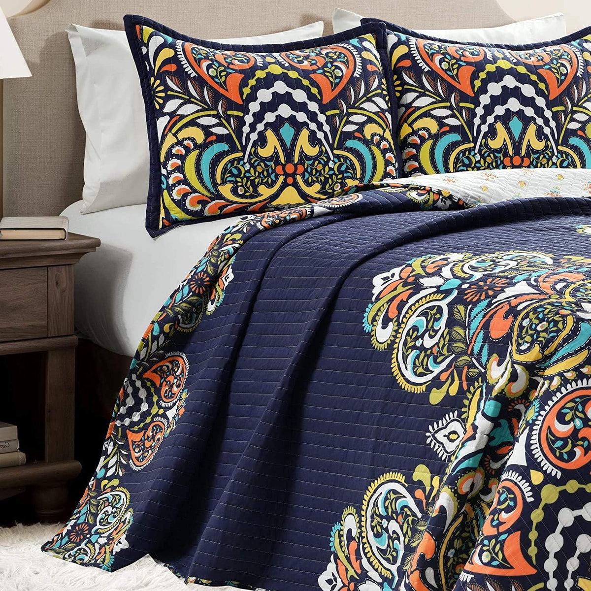 LUSH DECOR Quilt Set Queen 3 Piece Reversible