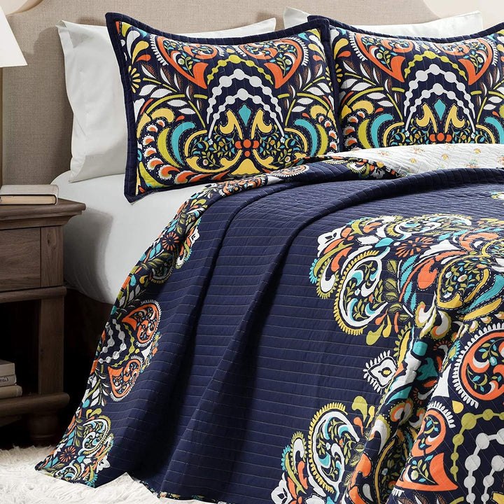 LUSH DECOR Quilt Set Queen 3 Piece Reversible
