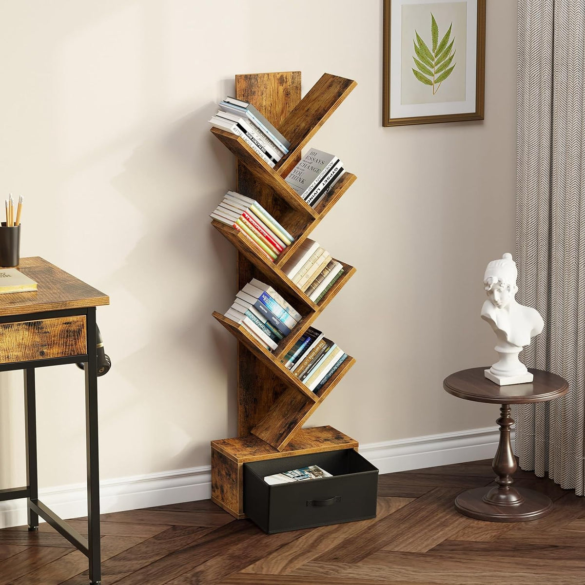 Bookshelf 7 Tier W/DRAW Rustic Brown