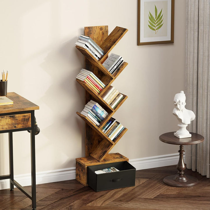 Bookshelf 7 Tier W/DRAW Rustic Brown