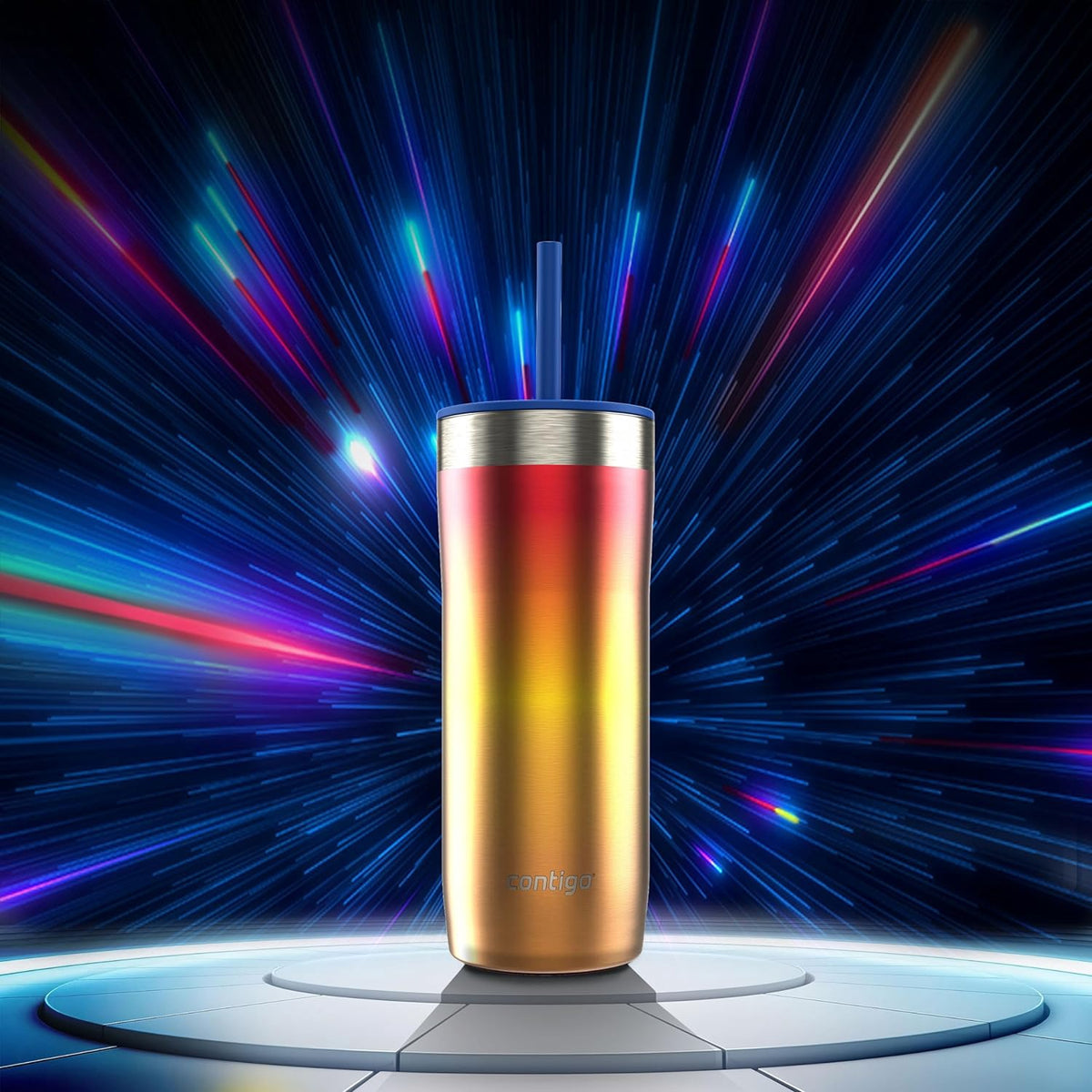 CONTIGO Travel Mug Streeterville Ombre Stainless Steel VACUUM-INSULATED Tumbler / Red Gold