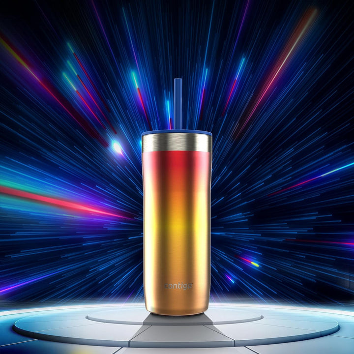 CONTIGO Travel Mug Streeterville Ombre Stainless Steel VACUUM-INSULATED Tumbler / Red Gold