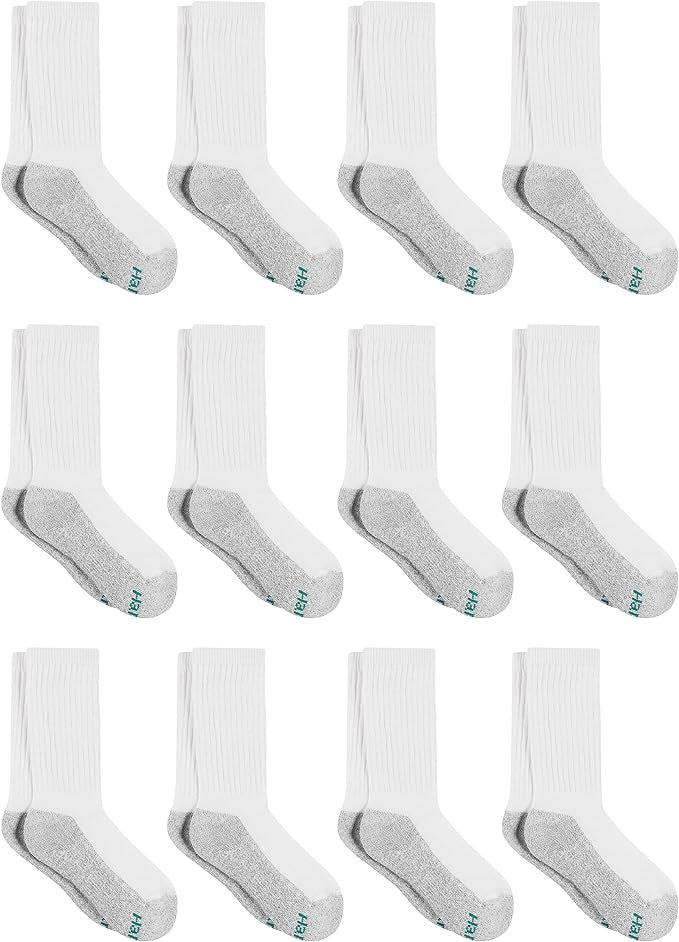 HANES Kids Socks 12PACK White Crew / Ankle