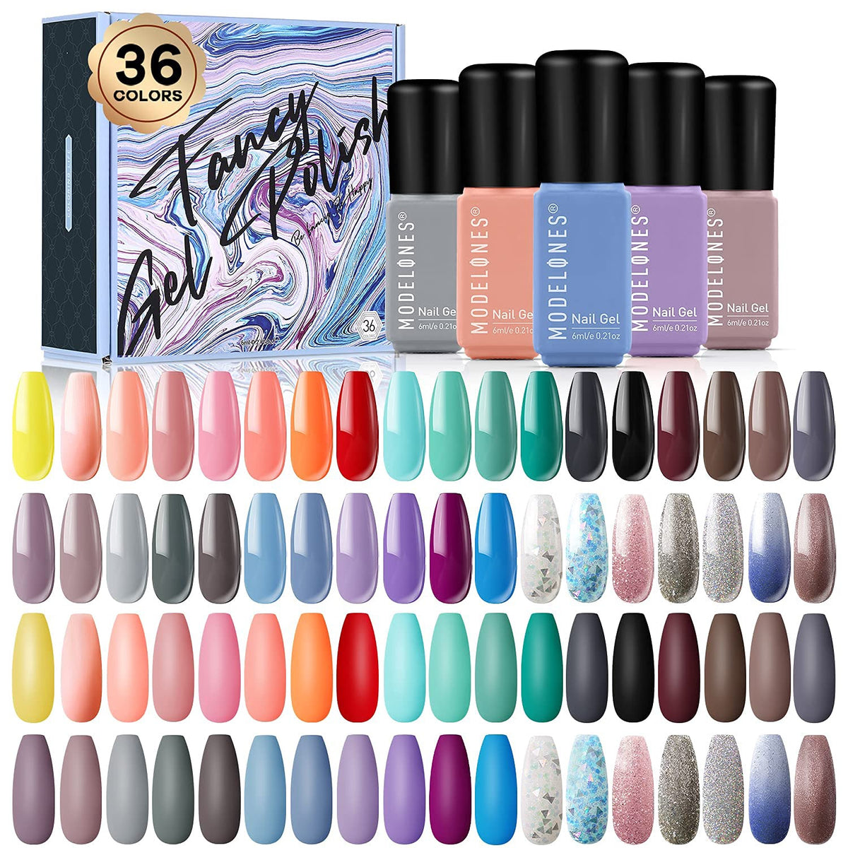 MODELONES Nail Gel Polish Kit 36 Colors Soak Off