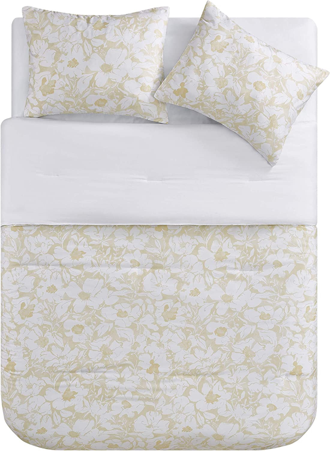 TAHARI Comforter Set Ultra Soft QUEEN/FULL 3PC Set White Taupe