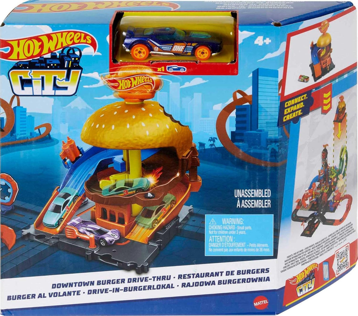 HOT WHEELS Toy City Burger DRIVE-THRU Playset