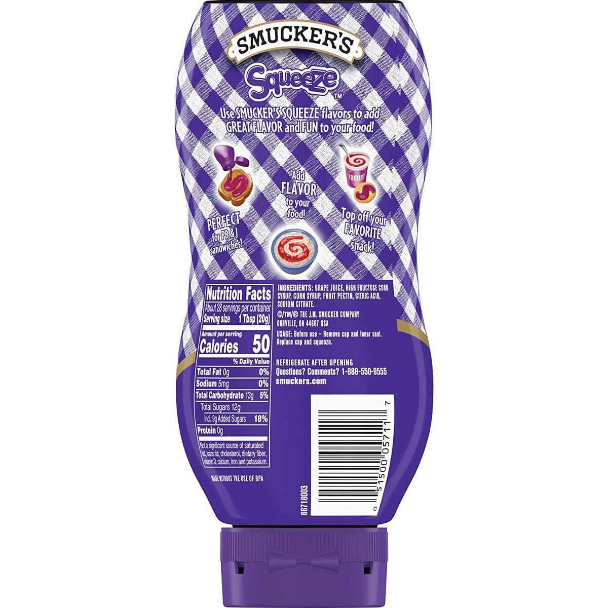 SMUCKER'S Grape Jelly Squeeze 20OZ 567G
