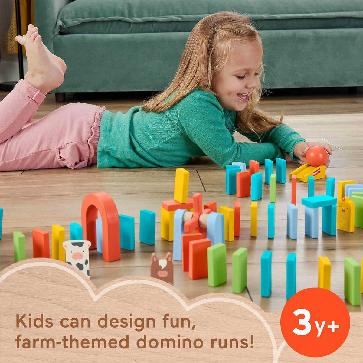 FISHER-PRICE Toy Wood Domino Run Playset