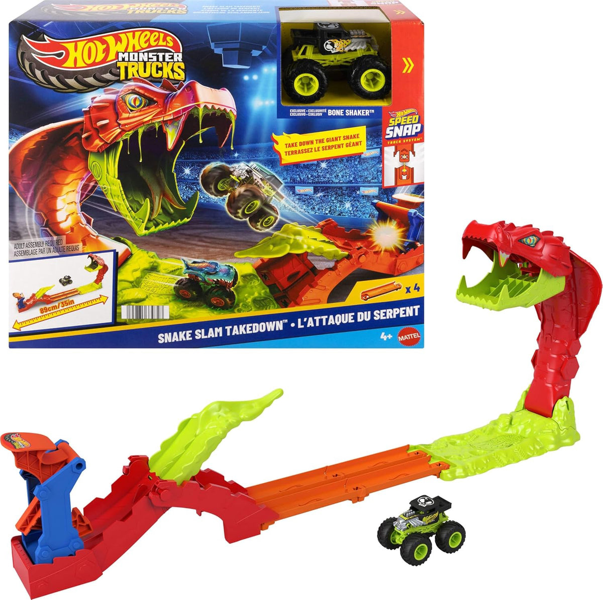 HOT WHEELS Toy Monster Truck Snake Slam Takedown Set