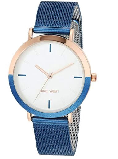 NINE WEST Watch Women Mesh Bracelet Two Tone Bezel