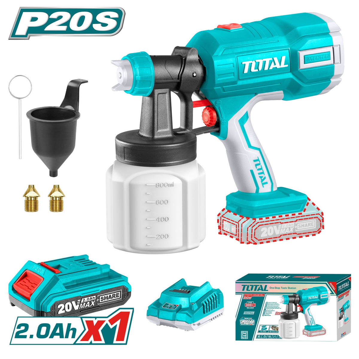 TOTAL Spray Gun UTSGLI20406 20V LITHIUM-ION