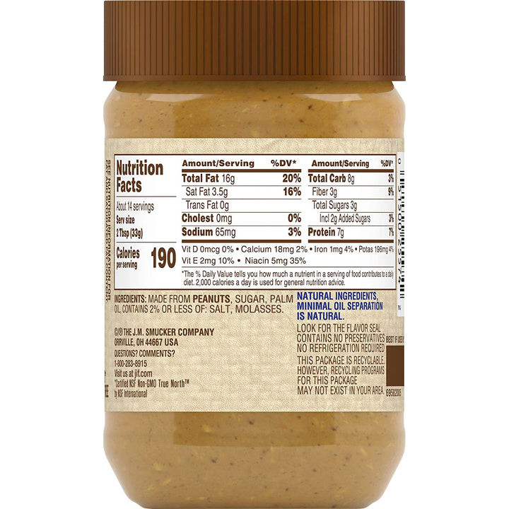 JIF Peanut Butter Natural Crunchy 16OZ 454G