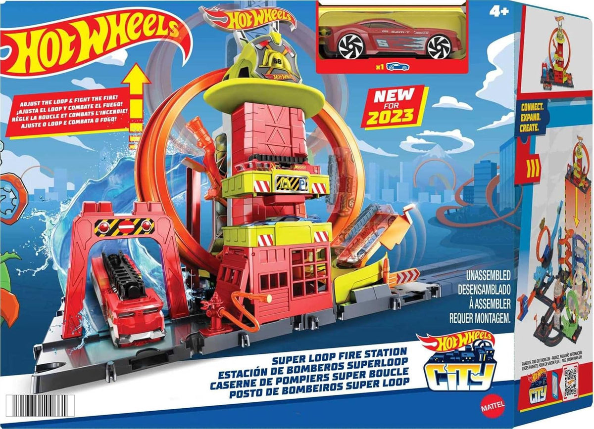 HOT WHEELS Toy City with KID-POWERED Elevator & WATER-LIKE Ramp