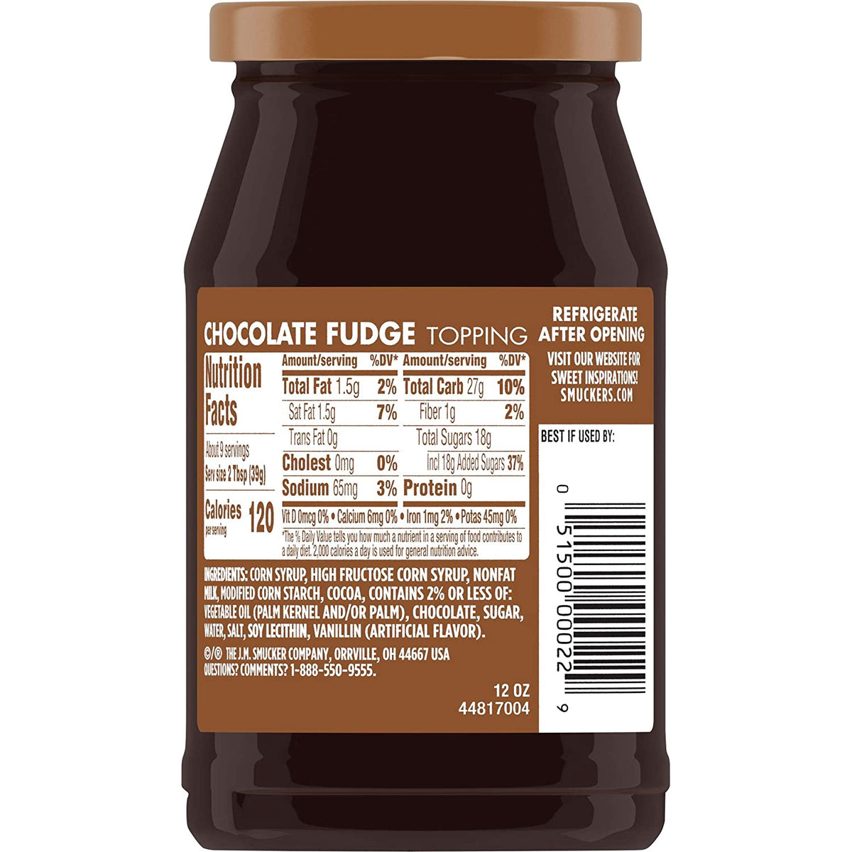 SMUCKER'S Chocolate Fudge Topping 12OZ 340G