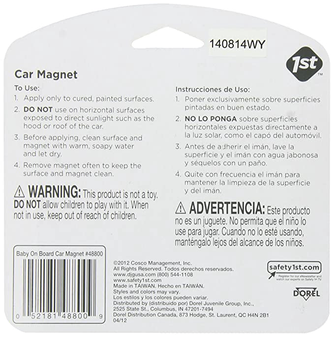 SAFETY 1ST Baby 'Baby on Board' Sign Magnet