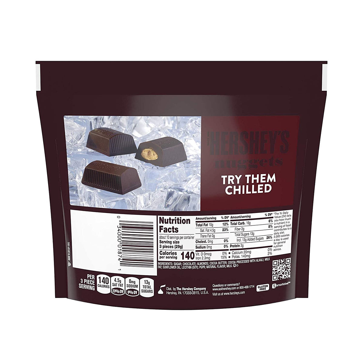 HERSHEY'S Nuggets Special Dark Mildly Sweet Chocolate with Almongs 10.2OZ 286G