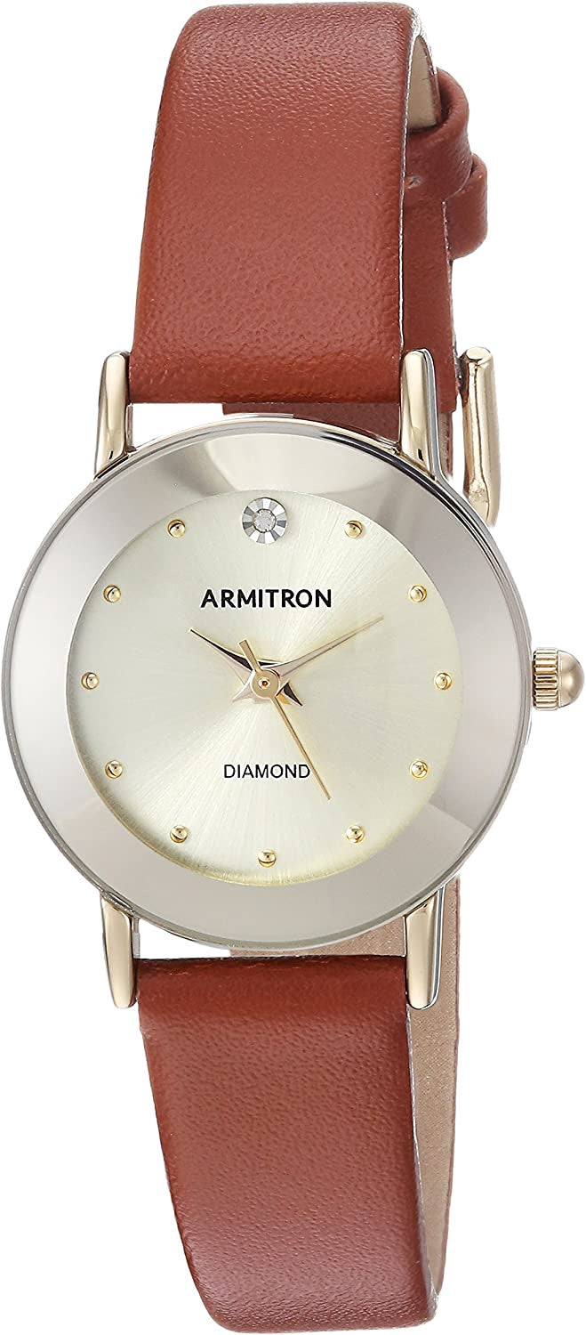ARMITRON Watch Women Diamond Accent Strap Brown 2447CHGPBN