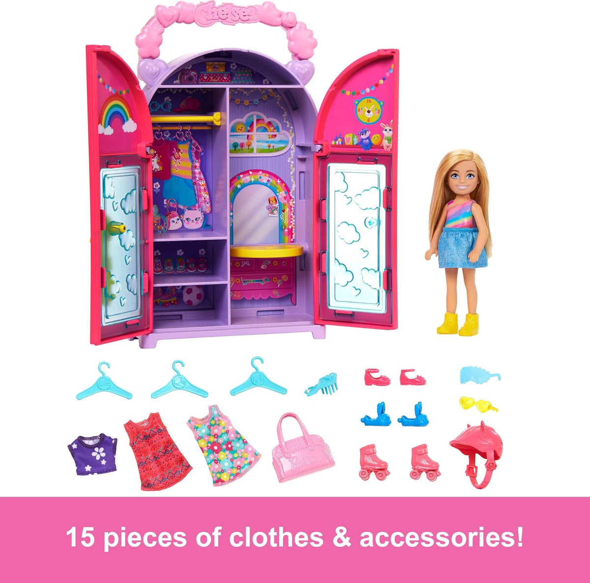 BARBIE Toy Chelsea Doll & Fashion Closet
