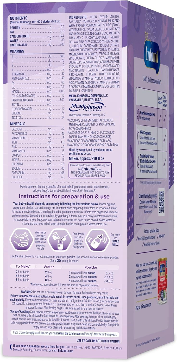 MEAD JOHNSON NUTRITION Enfamil Infant Formula Gentlease Neuro Pro 0-12 Months 30.4OZ 1.9LB 862G