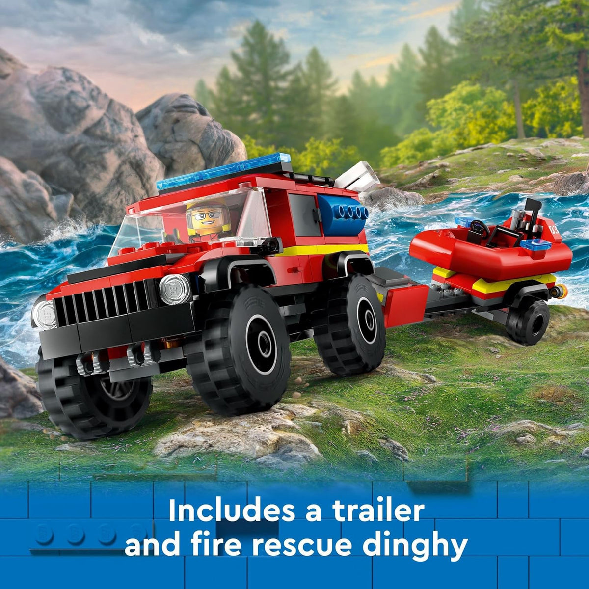 LEGO Toy City 4X4 Fire Truck with Rescue Boat 301PCS 60412